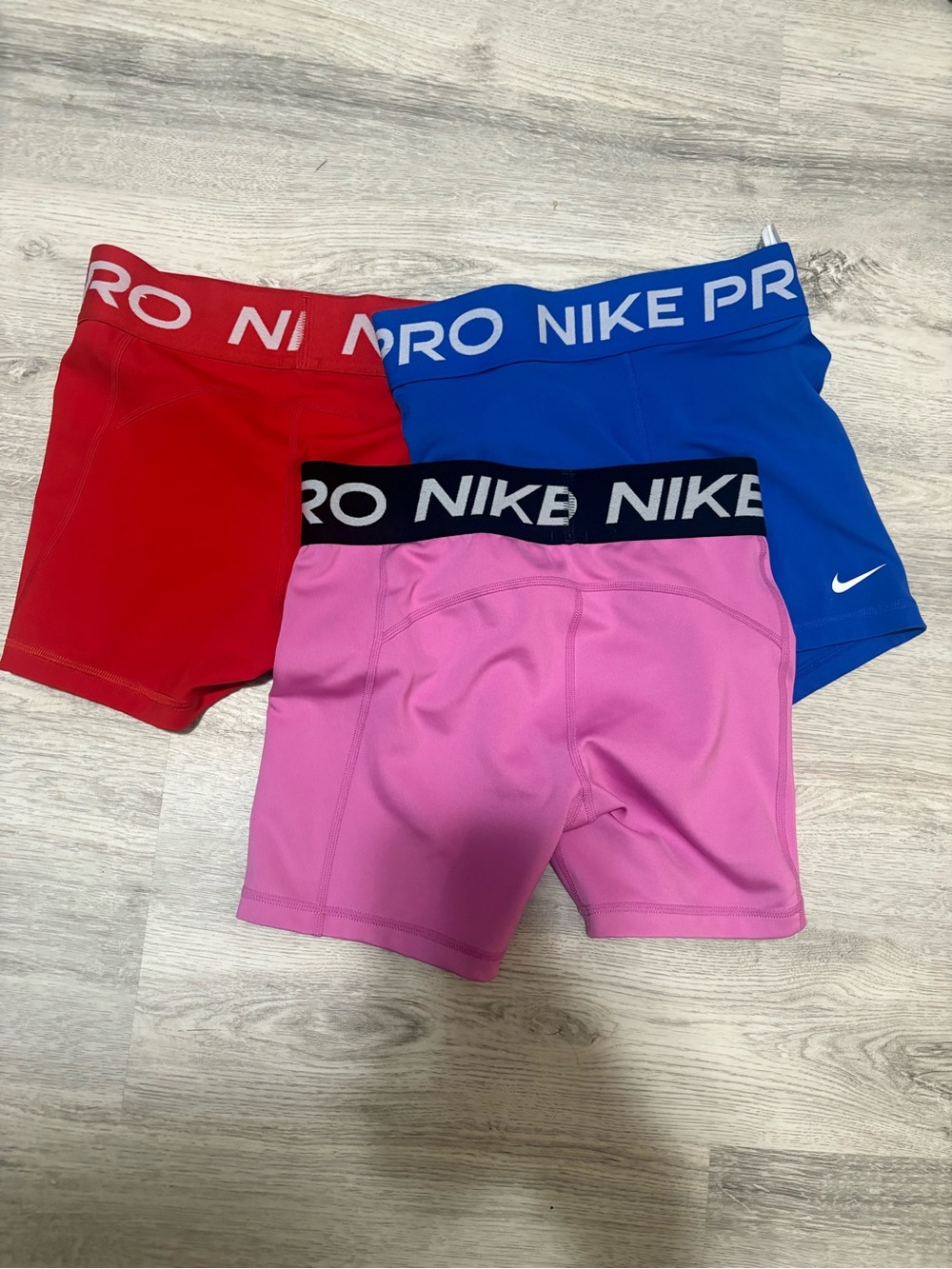 Nike Pro Compression Shorts Trio - Red, Blue, Pink